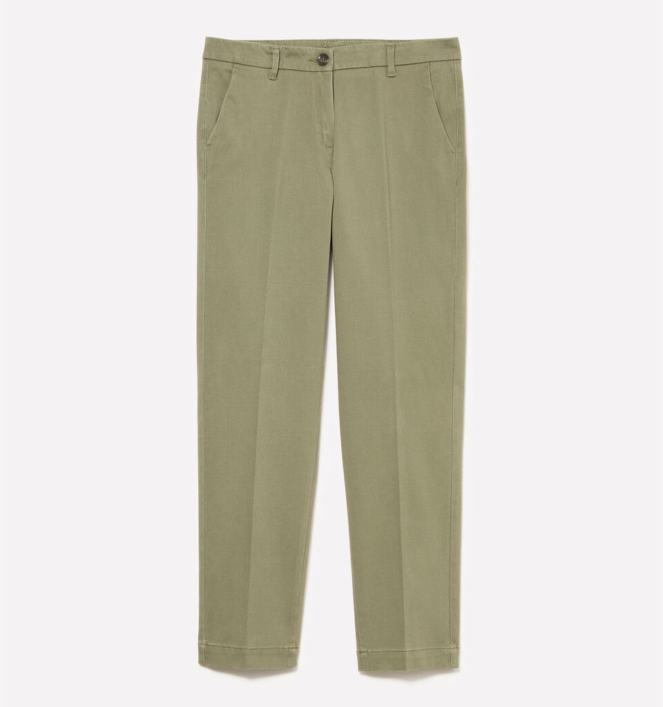 Dark green cigarette chino trousers - women's skinny fit trousers - Military Green | Sisley image number 5
